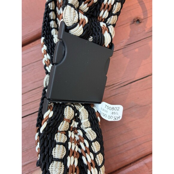 Dorothee Schumacher Black Cream Brown Braided Wide Belt Stretch | Made In Italy - Picture 2 of 5